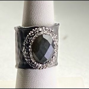Gun Metal labradorite Cuff Ring